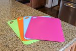 4 pack Large Flexible Plastic Cutting Boards Set with Handle Mat board for use with kitchen knife Mats are dishwasher safe on - Image 4