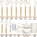 Kitchen Cooking Utensils Set, 33 pcs Non-stick Silicone Cooking Kitchen Utensils Spatula Set with Holder, Wooden Hand... - Image 4